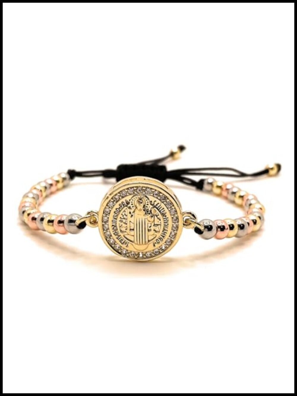 Saint Benedict Bead Bracelet Catholic San Benito Gold Religious Adjustable